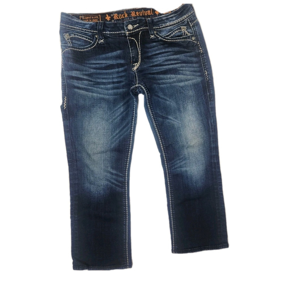 Rock Revival Jeans Womens 30 Charlotte Capri Dark Wash